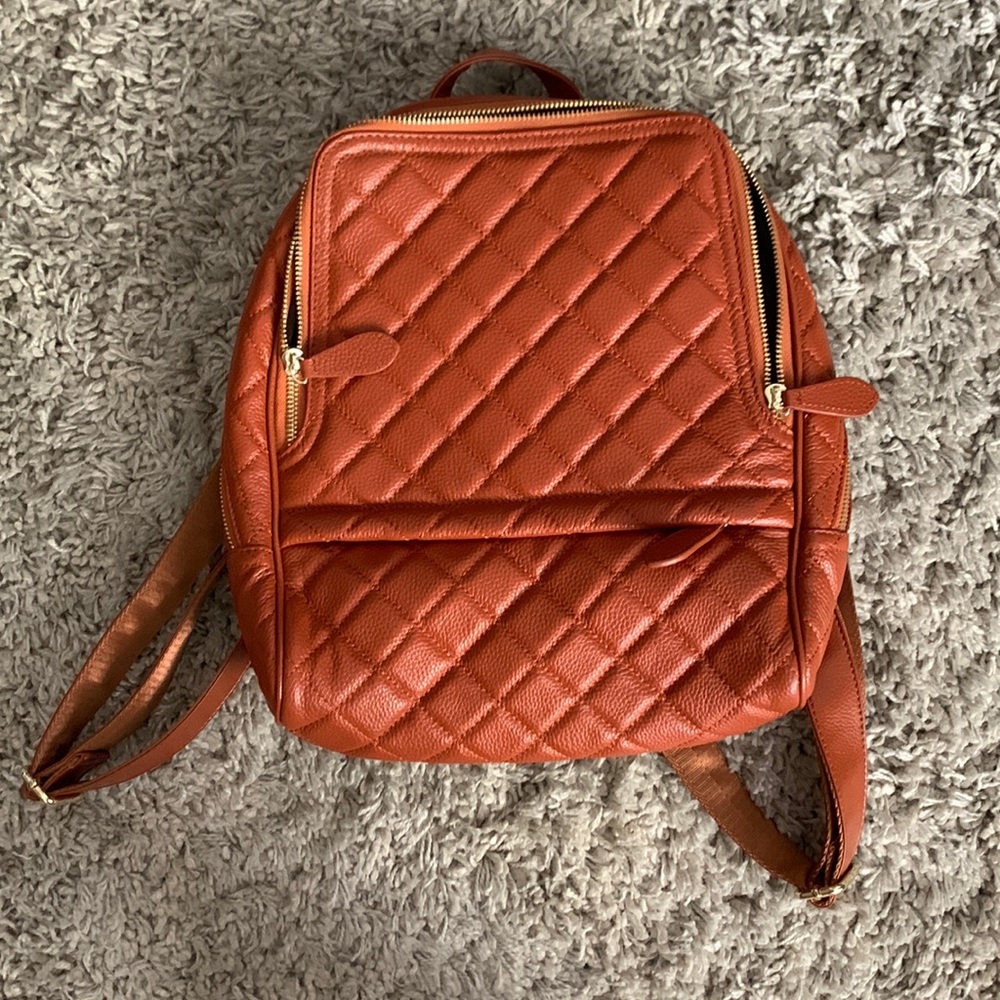 Coolcy Backpack, Brown with Gold Zippers